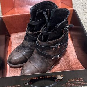 "Crue" Freebird Brown Leather Ankle Boots